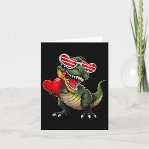 Dino T-Rex met Hart Bril op Valentijnsdag Kaart