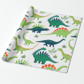 dino-t-rex-patroon cadeaupapier (Uitgerold)