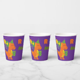 Dino-tastic Paarse Verjaardag Party Paper Cup Papieren Bekers