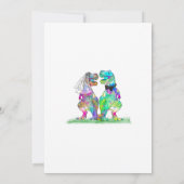 Dino Thema Bruiloft Kleurrijke Bloemen Kaart (Achterkant)