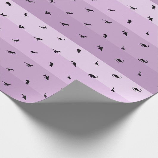 Dino-Theme Lavendel Gradient Band Verjaardagscadea Cadeaupapier (Hoek)