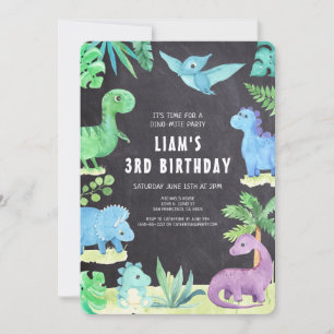 Dino Three Trex Boy 3e Dinosaurus Verjaardag Kaart