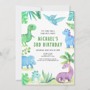 Dino Three Trex Boy 3e Dinosaurus Verjaardag Kaart