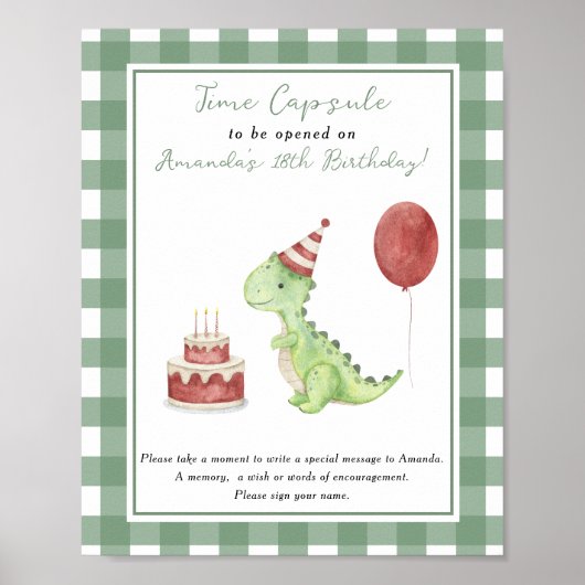 Dino Time Capsule 1e verjaardag genderneutraal Poster (Voorkant)