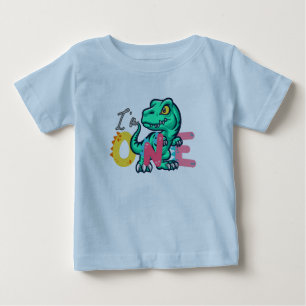 Dino TRex Ik ben 1 Verjaardag jongens EEN Terug na
