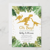 Dino Tropical oh invitation baby shower bébé (Devant)
