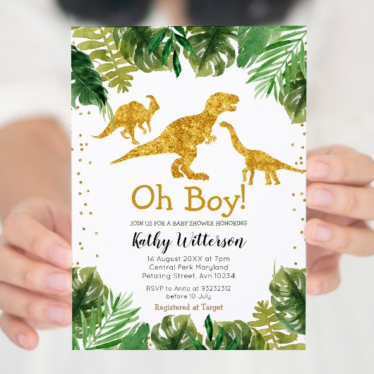 Dino Tropical oh invitation baby shower bébé