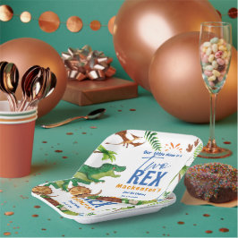 Dino Two rex 2nd boy Dinosaur birthday party Papieren Bordje