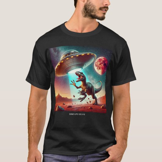 Dino UFO Selfie: Alien Encounter (Man Tshirt) #02 T-shirt (Voorkant)