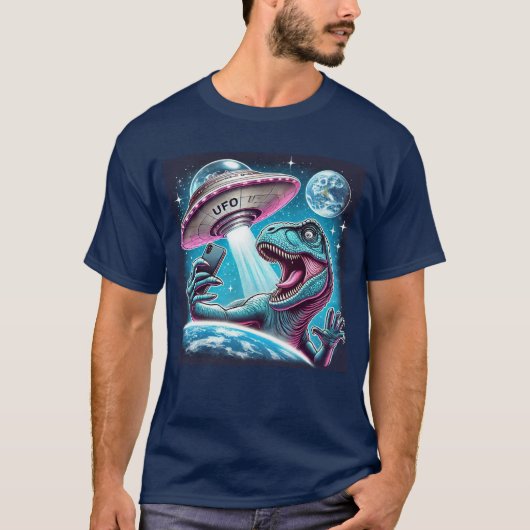 Dino UFO Selfie: Alien Encounter (Man Tshirt) #04 T-shirt (Voorkant)