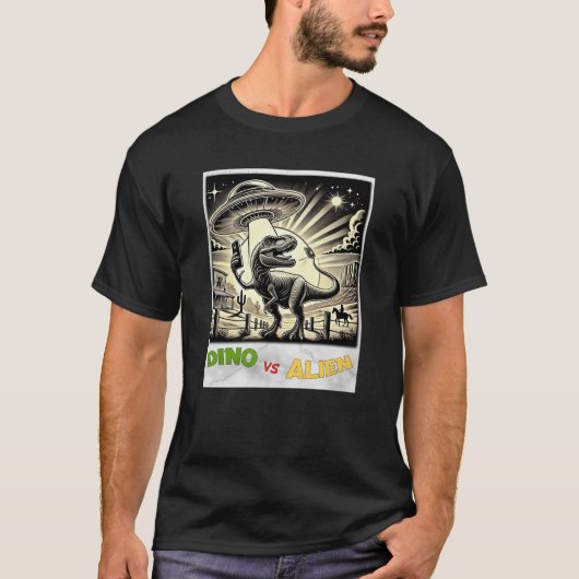 Dino UFO Selfie: Dino vs Alien (Man Tshirt) #09 T-shirt (Voorkant)