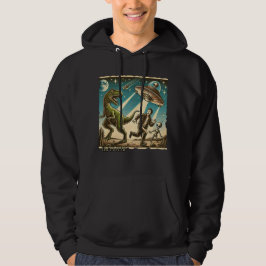 Dino UFO Selfie:  Paniek (Mannen Hoodie