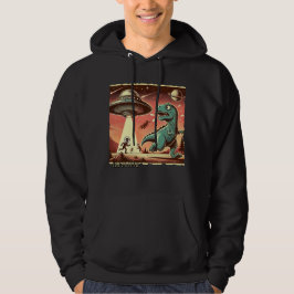 Dino UFO Selfie:  Paniek (Mannen Hoodie