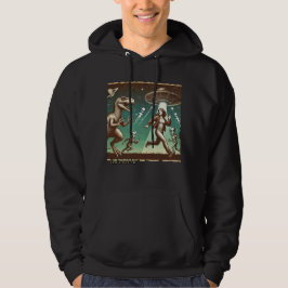 Dino UFO Selfie:  Paniek (Mannen Hoodie