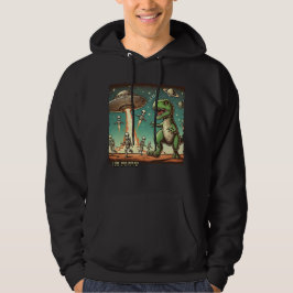 Dino UFO Selfie:  Paniek (Mannen Hoodie