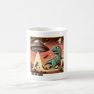 Dino UFO Selfie: Paniek (Mok, T-shirt Mok, cup) Koffiemok
