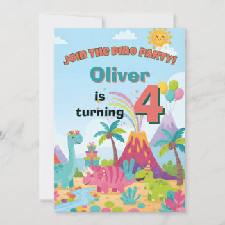 Dino-verjaardagsuitnodiging – 5x7 kinderfeestkaart kaart