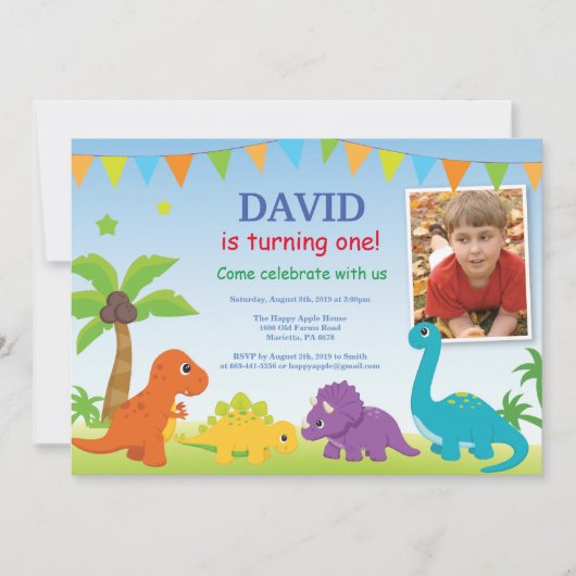 Dino verjaardagsuitnodiging Dino-feest Kaart (Voorkant)