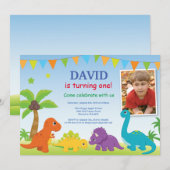 Dino verjaardagsuitnodiging Dino-feest Kaart (Voorkant / Achterkant)