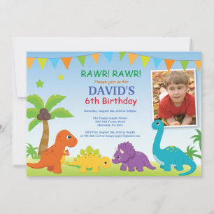 Dino verjaardagsuitnodiging Dino-feest Kaart