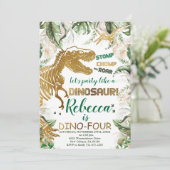 Dino-Vier Dinosaurus Verjaardag, Dino T-Rex Kaart (Staand voorkant)