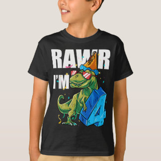 Dino Vier Rawr IM 4 Roar IM 4 jaar oude dinosaurus T-shirt