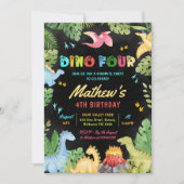Dino Vier T-Rex Dinosaurus 4e Verjaardagsfeest Kaart (Voorkant)