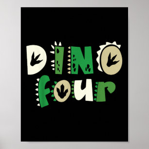 Dino Vier Verjaardag Dinosaurus 4e Verjaardag Matc Poster