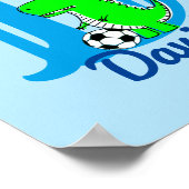 Dino Voetbal Tekening Kinderkamer Kunst Aangepaste Poster (Hoek)