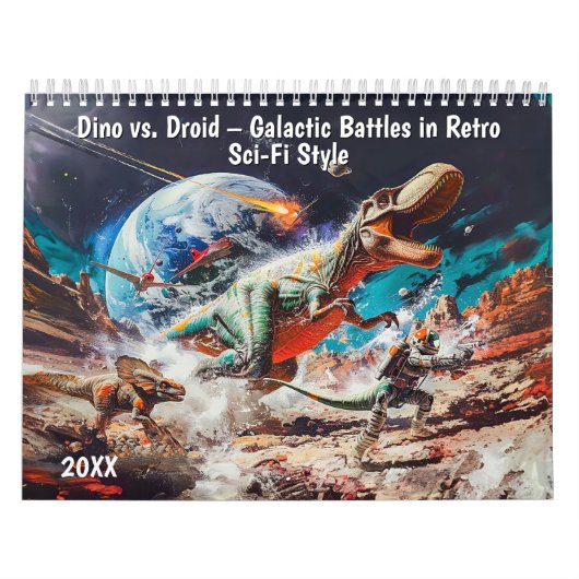 Dino vs. Droid – Galactic Battles in Retro Sci-Fi Kalender (Hoes)