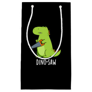 Dino-zaag Funny Dinosaur Tool Pun Dark BG Klein Cadeauzakje