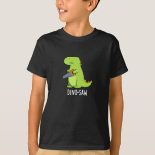 Dino-zaag Funny Dinosaur Tool Pun Dark BG T-shirt
