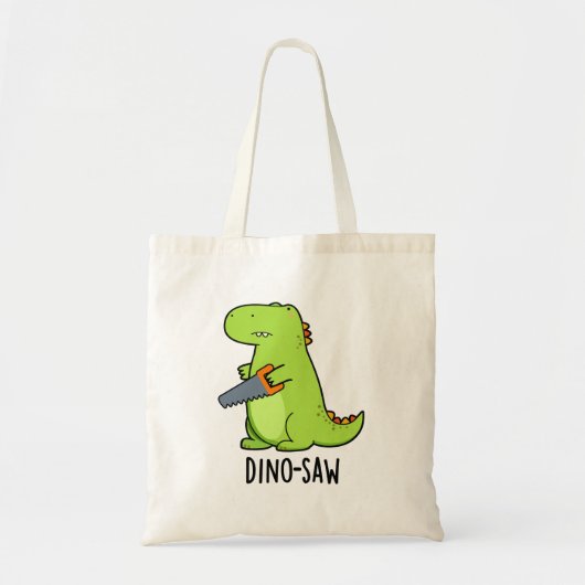 Dino-zaag Funny Dinosaur Tool Pun Tote Bag (Voorkant)