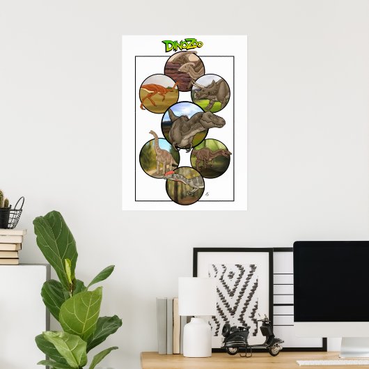 Dino Zoo: Dinosaur Collage #2 Poster (Thuiskantoor)