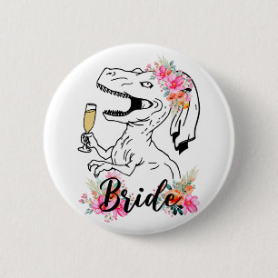 Dinobruid Bridesmaid Bloemrijke Bachelorette Parti Ronde Button 5,7 Cm