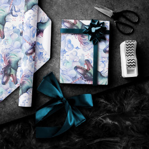 dinocorinepatroon   Kleurrijke Dinosaurus Eenhoorn Cadeaupapier