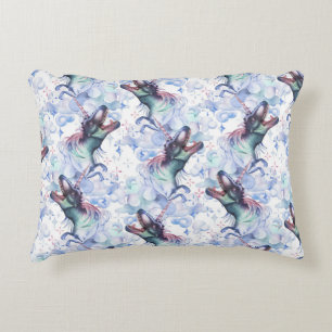 Dinocorn Clouds Mystical Unicorn Horned Dinosaur Accent Kussen