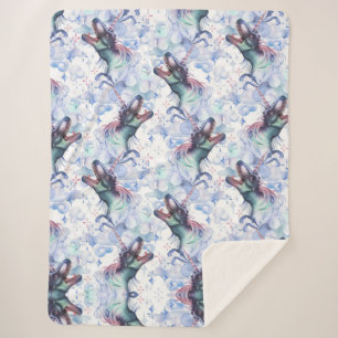 Dinocorn Clouds Mystical Unicorn Horned Dinosaur Sherpa Deken