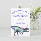 Dinocorn Joint Birthday Party | Unicorn Dinosaur Kaart (Staand voorkant)