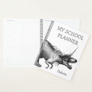 Dinocorn Silver School Chrome Unicorn Dinosaur Planner