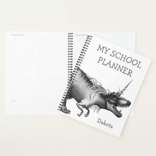 Dinocorn Silver | School Chrome Unicorn Dinosaur Planner (Display)