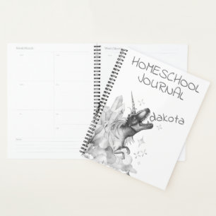 Dinocorn Silver Unicorn Dinosaur Homeschool Planner