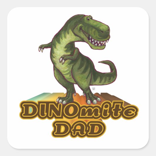 Dinomite Dad Vierkante Sticker (Voorkant)