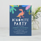 Dinomite Dinosaur Birthday Party Kaart (Staand voorkant)
