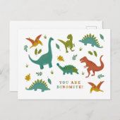 Dinomite Dinosaur Valentijn Briefkaart (Voorkant / Achterkant)