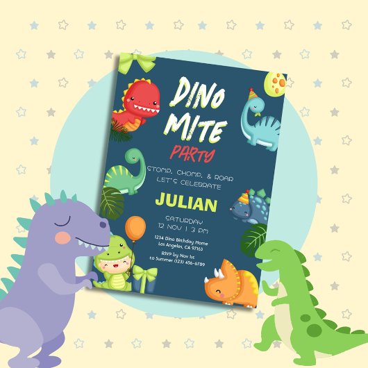 Dinomite Party Dinosaurus Verjaardag Kaart