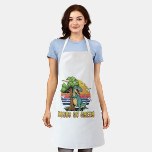 Dinos gaan groen – Retro Eco Dinosaur Design Schort