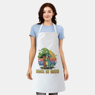 Dinos gaan groen – Retro Eco Dinosaur Design Schort