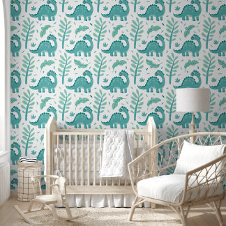 Dino's in Turkoois en Mintgroen Behang
