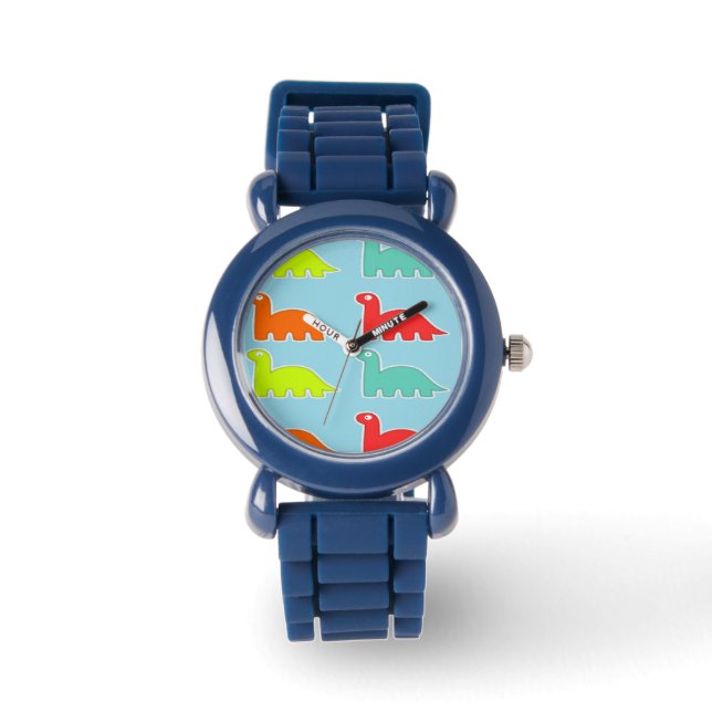 Dinos op blauw horloge (Voorkant)